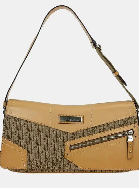 Dior Street Chic Trotter Beige Canvas Shoulder Bag