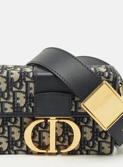 Dior 30 Montaigne Blue Canvas and Leather Crossbody Bags