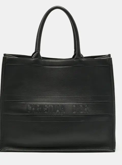 Dior Large Black Leather Tote Bag
