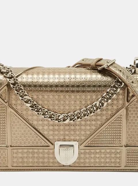 Dior Metallic Micro Cannage Patent Leather Medium Diorama Shoulder Bag