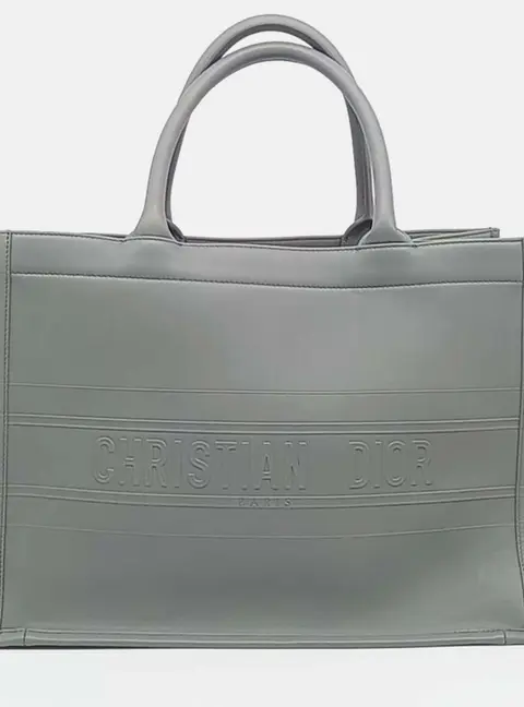 Dior Grey Leather Christian Dior Leather Book Tote Bag