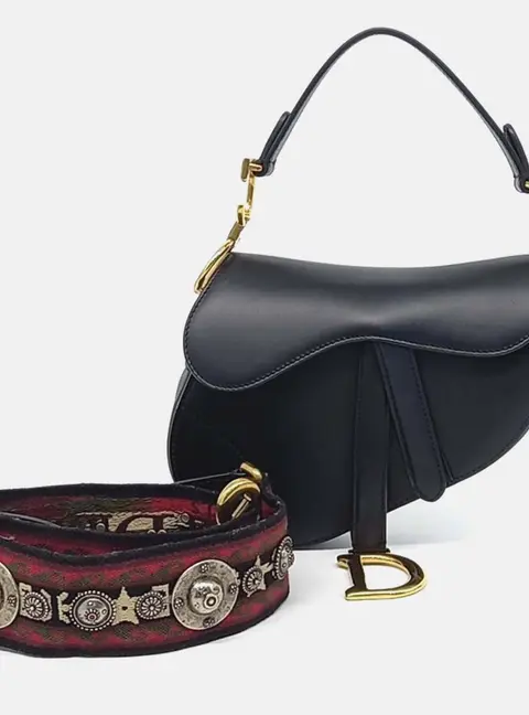 Christian Dior Saddle Mini Black Calfskin Leather Shoulder Bag