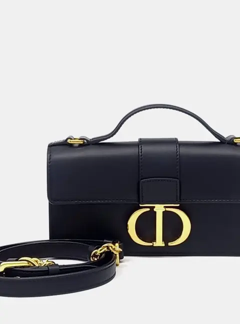 Dior Miss Montaigne Mini Black Leather Top Handle Bag