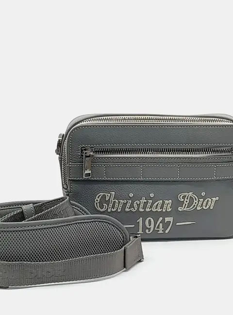 Dior Grey Leather Safari Messenger Bag