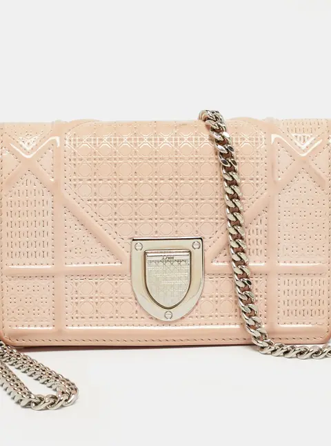 Dior Beige Microcannage Patent Leather Baby Diorama Bag