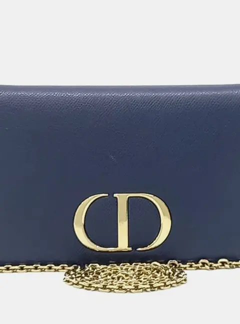 Dior Blue Leather 30 Montaigne Two-in-One Pouch Bag