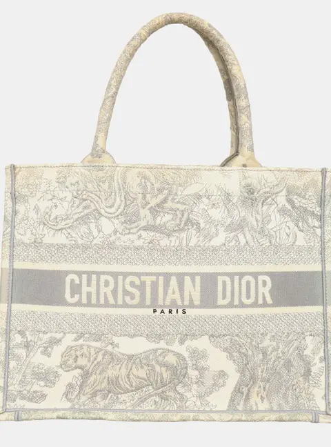 Dior Book Tote Medium Gray Canvas Tote Bag