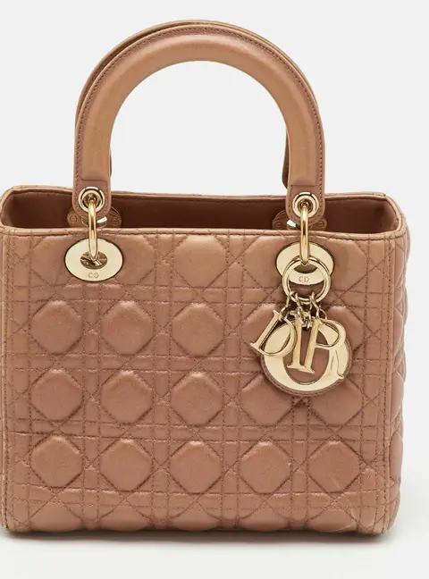 Dior Lady Dior Medium Beige Leather Tote Bag