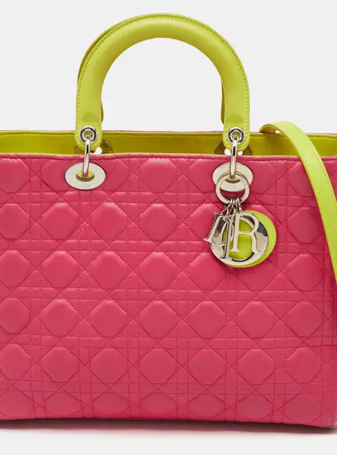 Dior Lady Dior Large Multicolor Leather Tote Bag