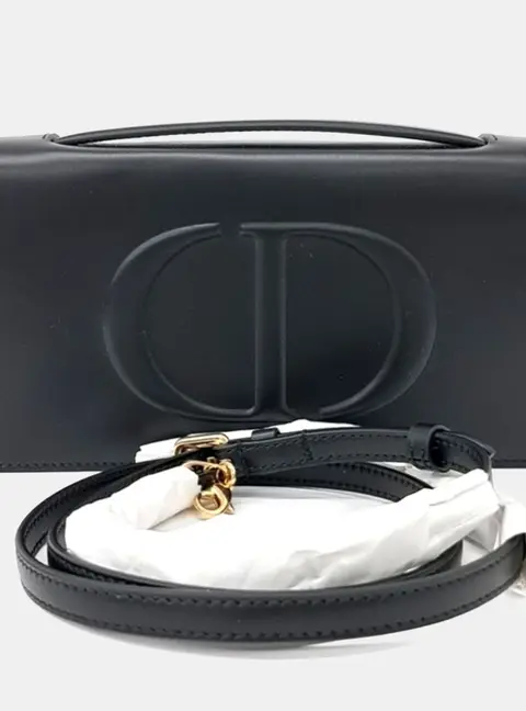 Dior CD Signature Black Leather Pouch Bag