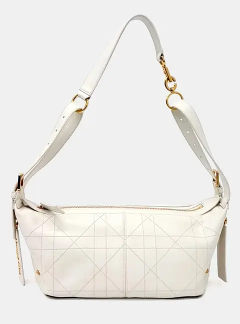 Dior Hobo Small White Calfskin Leather Shoulder Bag