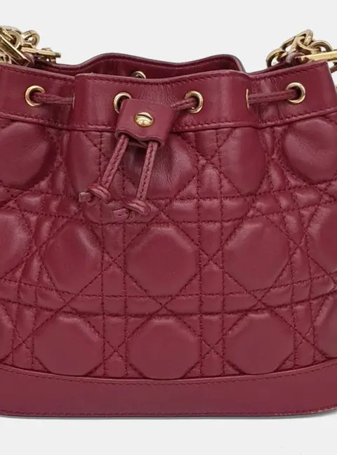 Dior Red Leather Cannage Bucket Bag