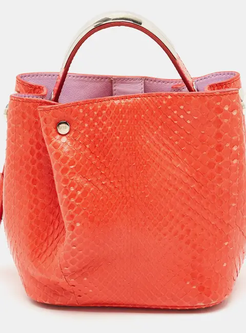 Dior Diorific Orange Small Python Bucket Bag