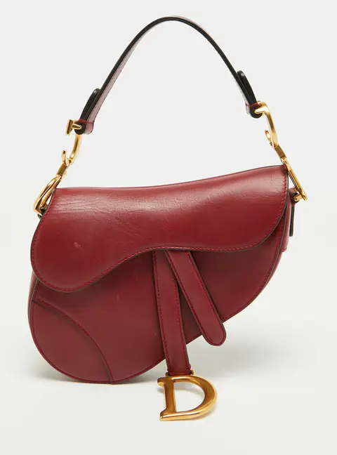 Dior Saddle Mini Red Leather Bag