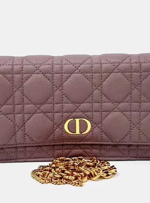 Christian Dior Pink Leather Caro Pouch Chain Crossbody Bag S5134