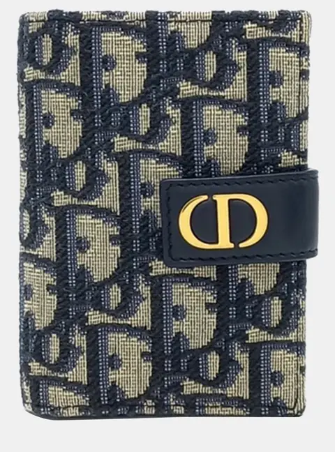 Dior 30 Montaigne Blue Dandelion Coated Canvas Card Holder Wallet