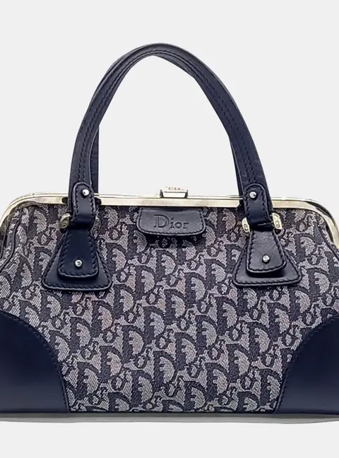Christian Dior Blue Denim and Leather Tote Bag
