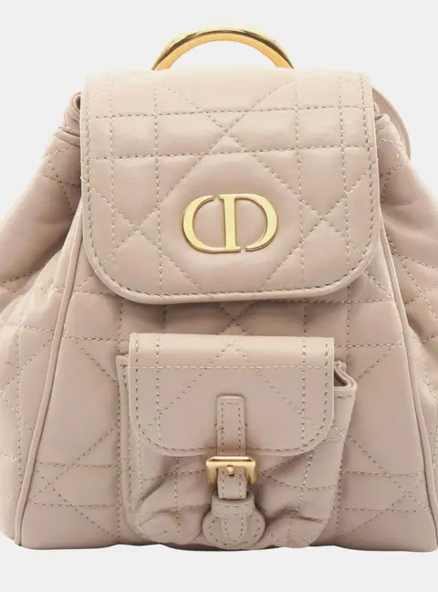 Dior Caro Small Beige Macrocannage Leather Backpack Bag
