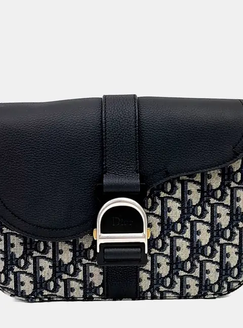 Dior Homme Saddle Messenger Bag Black Oblique Canvas and Calfskin Leather Messenger Bag