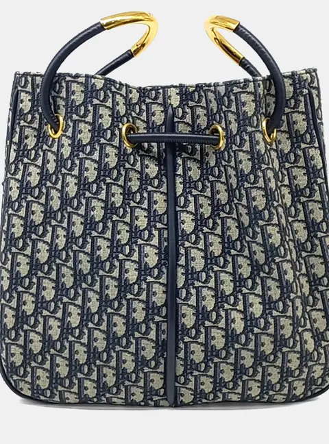 Christian Dior Nolita Medium Blue Oblique Canvas Top Handle Bag