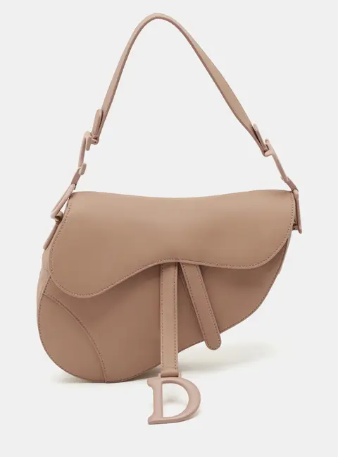 Dior Saddle Matte Powder Beige Leather Shoulder Bag