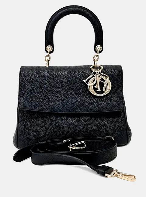 Christian Dior V-Dior Black Leather Tote and Shoulder Bag