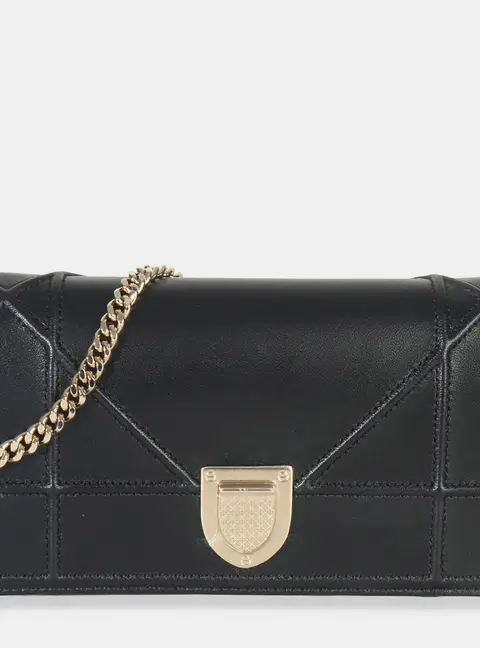 Christian Dior Diorama Croisiere Black Calfskin Leather Wallet on Chain Bag