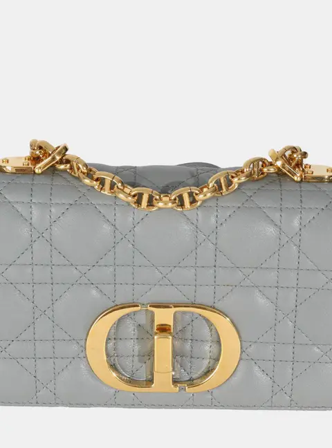 Christian Dior Blue Supple Calfskin Small Caro Chain Bag
