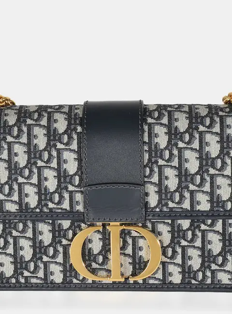 Christian Dior Navy Oblique Jacquard 30 Montaigne Chain Bag
