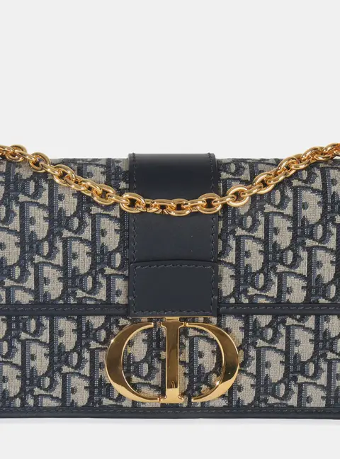 Christian Dior Blue Oblique Dior 30 Montaigne Chain Bag