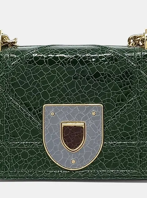 Dior Green Leather  Diorama Chain Shoulder Bag