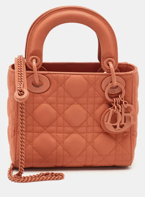 Dior Lady Dior Mini Orange Ultra Matte Cannage Leather Tote