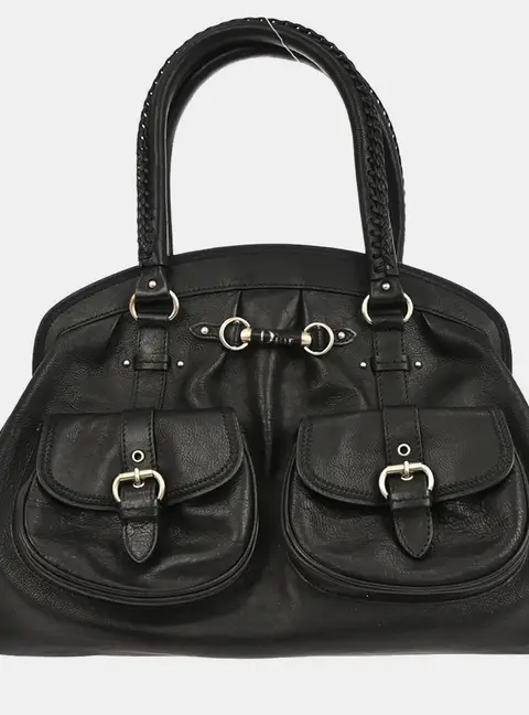Christian Dior My Dior Duffle Black Leather Top Handle Bag