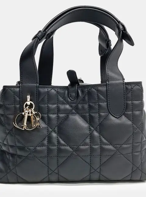 Christian Dior Toujours Small Black Lambskin Leather Top Handle Bag