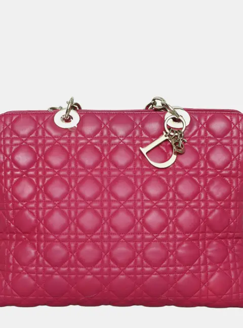 Dior Soft Cannage Large Pink Leather Shoulder Bag