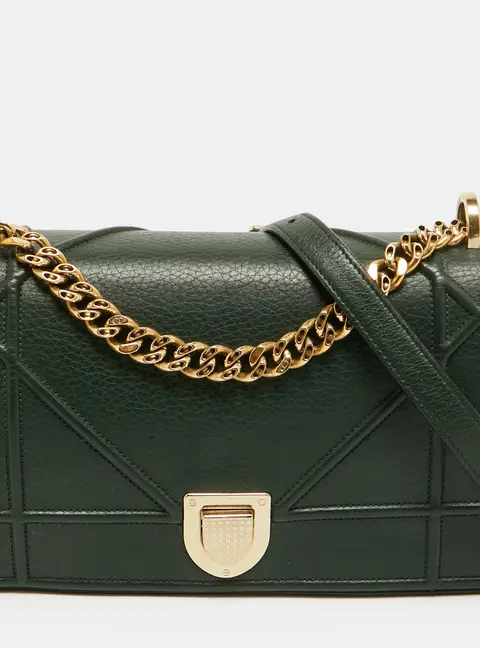 Dior Diorama Medium Green Leather Shoulder Bag