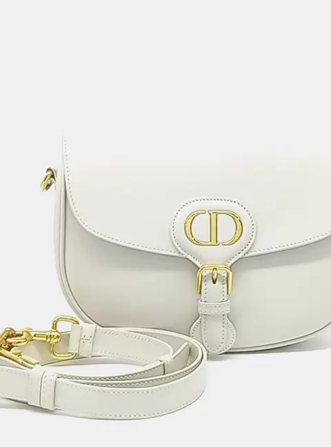 Dior Bobby Medium White Calfskin Leather Crossbody Bag