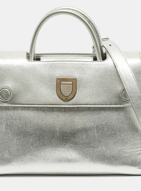 Dior Diorever Medium Silver Leather Tote