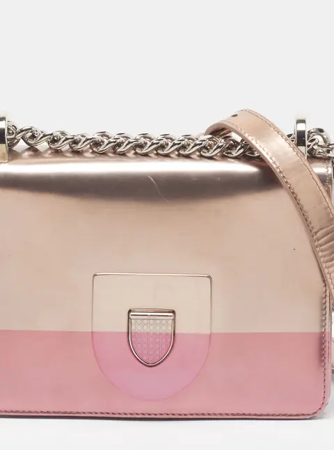 Dior Diorama Club Pink/Rose Gold Patent Leather Shoulder Bag
