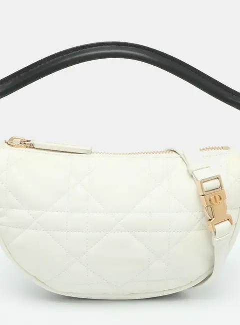 Dior Vibe Small White/Black Cannage Leather Hobo
