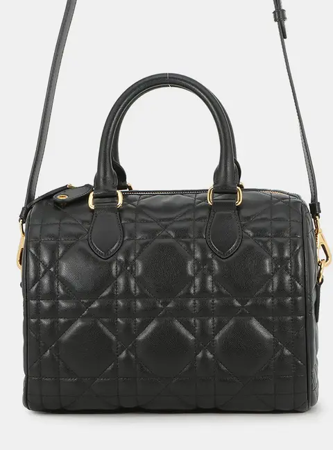 Dior Groove 25 Black Macrocannage Calfskin Leather Top Handle Bag