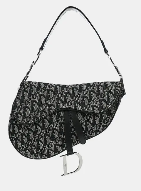 Christian Dior Saddle Black Trotter Canvas Shoulder Bag