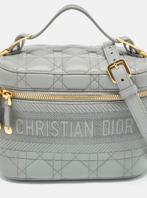 Dior Diortravel Small Grey Cannage Leather Vanity Case