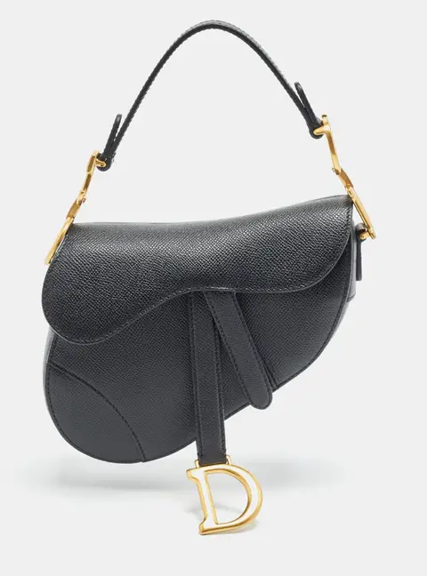 Dior Saddle Mini Black Leather Bag
