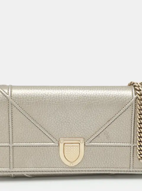 Dior Diorama Gold Leather Wallet On Chain