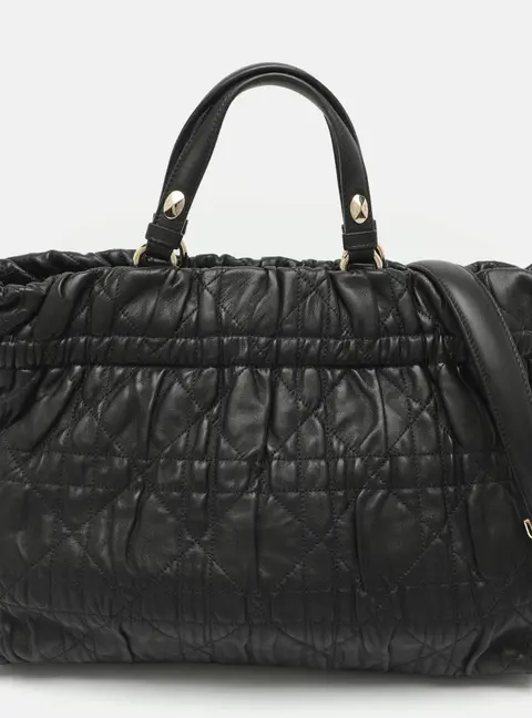 Dior Delices Gaufre Black Leather Tote