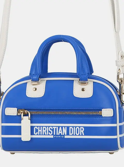 Dior Vibe Micro Blue Leather Bowling Bag