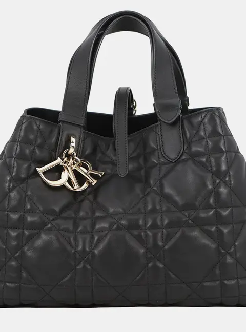 Dior Dior Toujours Medium Black Calfskin Leather Top Handle Bag