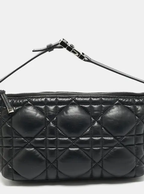 Dior Travel Nomad Medium Black Macrocannage Leather Pouch