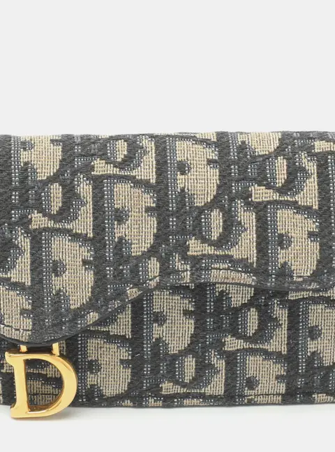 Dior Saddle Blue/Beige Oblique Canvas Wallet